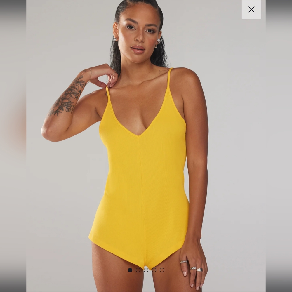 Savage Fenty Rib Xssentials Romper Yellow